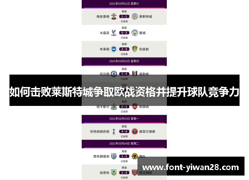 如何击败莱斯特城争取欧战资格并提升球队竞争力