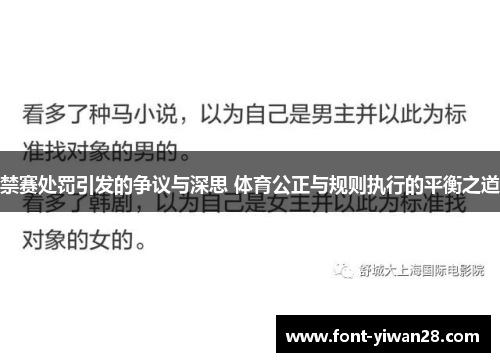 禁赛处罚引发的争议与深思 体育公正与规则执行的平衡之道